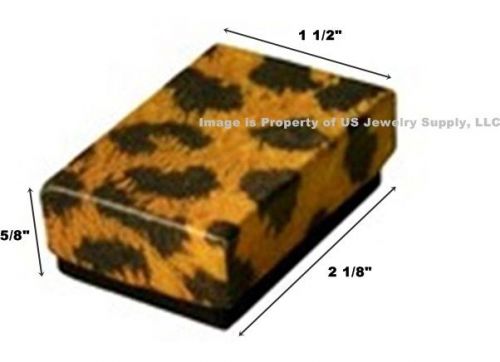 100 Small Leopard Print Cotton Fill Jewelry Gift Boxes 1 7/8&#034; x 1 1/4&#034; x 5/8&#034;