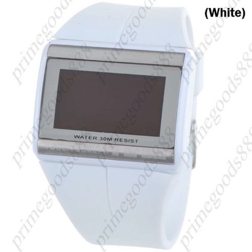 Unisex 30M Waterproof Touch Screen Digital Backlight Wrist Date in White
