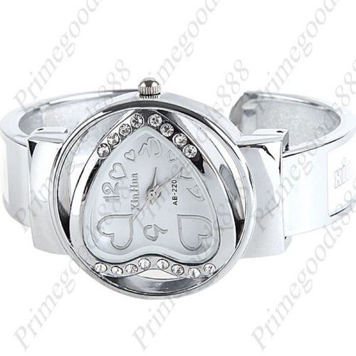 Silver white metal bracelet bangle quartz wrist lady ladies wristwatch women&#039;s for sale
