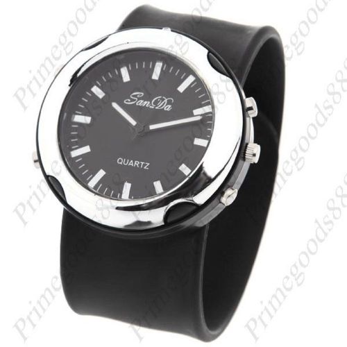 Round silver black silicone wrist lady ladies wristwatch women&#039;s free shipping for sale