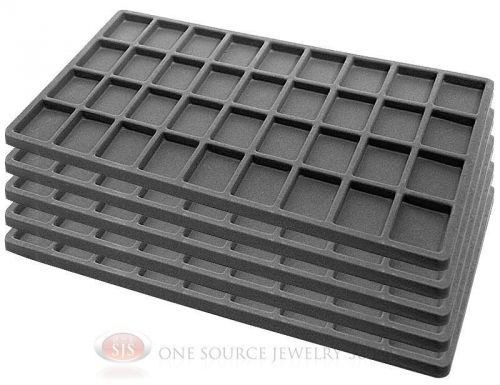 5 Gray Insert Tray Liners W/ 36 Compartments Drawer Organizer Jewelry Displays