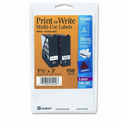 Print or Write Removable Multi-Use Labels, 1-1/2 X 3, 150/Pack