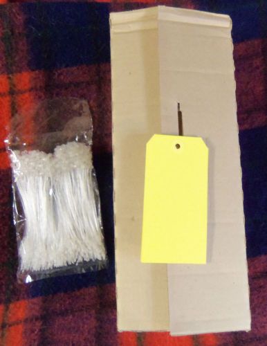 Uline s-2415y box of 1,000 - #6 yellow tags 5 1/4 x 2 5/8 includes tag fasteners for sale