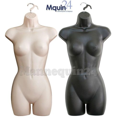Flesh &amp; Black Mannequin Body Forms (Hard Plastic 2 pcs) Woman&#039;s Clothing Display
