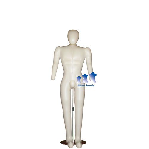 Inflatable male full-size with head &amp; arms, ivory and aluminum adjustable stand for sale