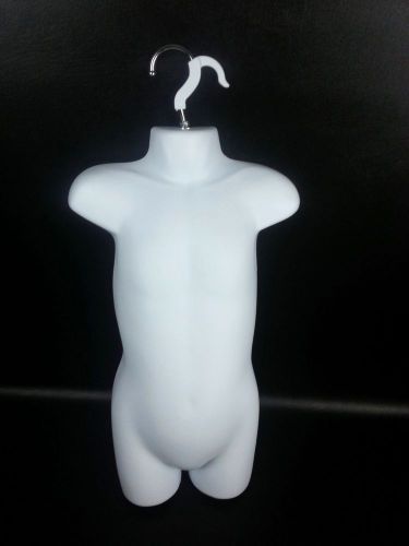 Male toddler torso hanging mannequin white body form open back clothing display for sale