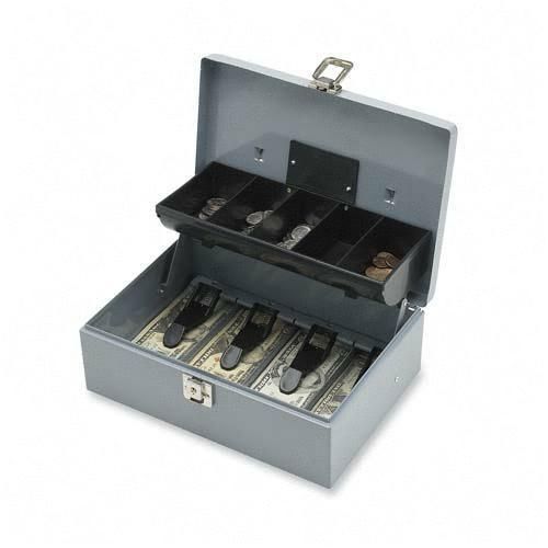 Sparco 15507 Cash Box 5 Compartments 11-3/8inx7-1/2inx3-3/8in Gray
