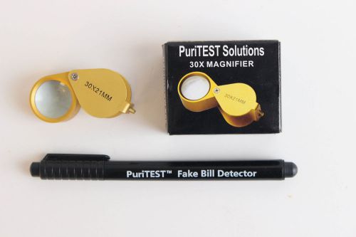 Counterfeit fake money detector pen 30x jewelry loupe marker currency magnify for sale