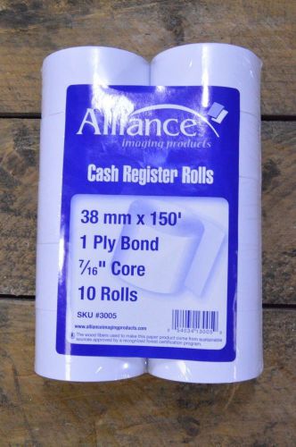 Alliance Imaging Products Cash Register Rolls 10 ea 38mm x 150&#039; 1 Ply 7/16&#034; Core