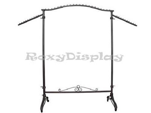 Raw Steel Rolling Garment Rack with Waterfall Arm Extensions #TY-906