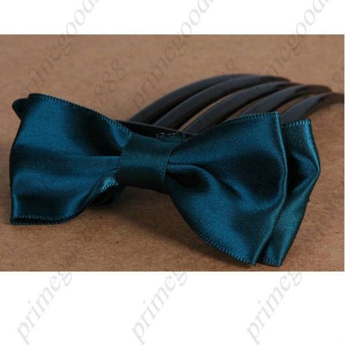 Silk Bowknot Hair Accessories Hairpin Comb Hair Device Bow Clip Dark Green