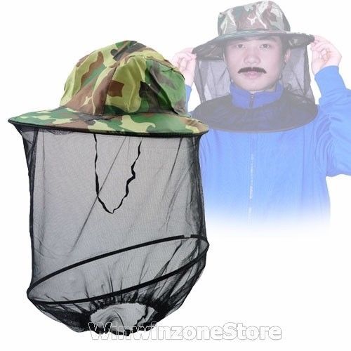 Anti Mosquito Bee Bug Mesh Mask Cap Hat Head Face Protect Net Jungle Camouflage