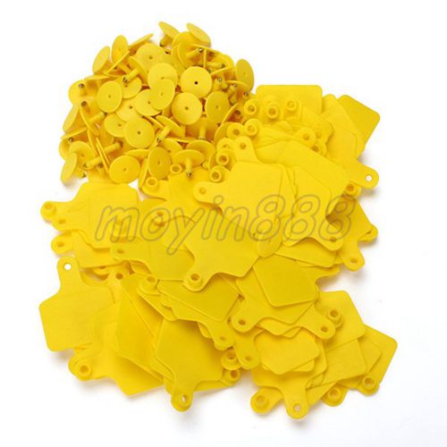 100 sets yellow color cow cattle large plastic blank livestock ear tag for sale