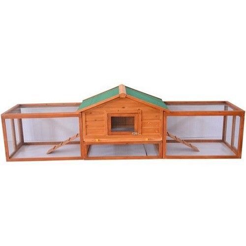 Aosom pawhut 122&#034; deluxe wooden rabbit hutch chicken coop with double outdoor for sale