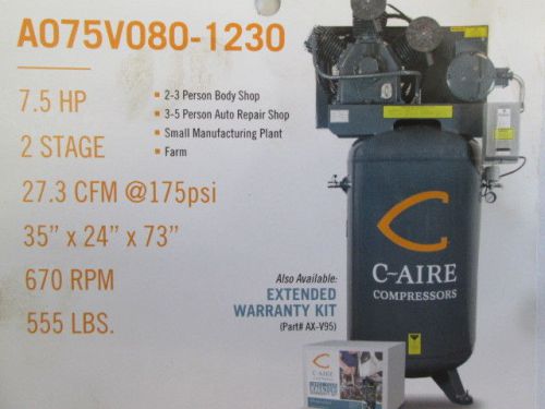 C-Aire Compressor A075V080-1230 7.5hp 7.5 2 stage