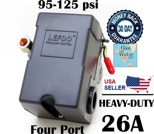 Pressure switch for air compressor 95-125 psi four 4 port heavy-duty 26a lefoo for sale