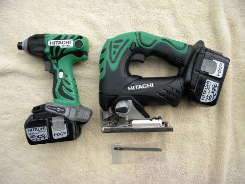 Hitachi 18v cordless wh18dl impact, cj18dl jig saw, 2 ebm1830 batteries 18 volt for sale