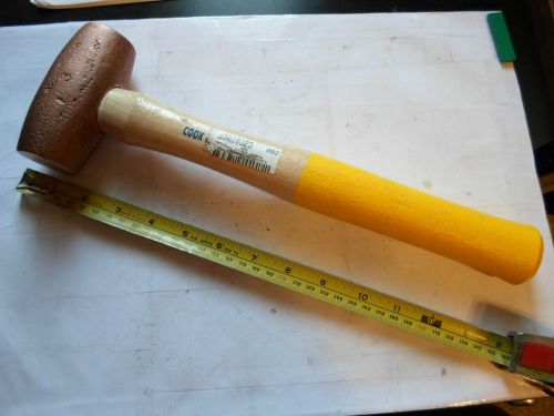 3 lb Cook 805 Hammer Solid Copper No Sparking Mallet 1-1/2 Inch Face 14&#034; Tall
