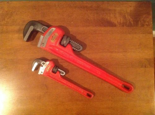 2 RIDGID HEAVY DUTY PIPE WRENCHES 8&#034; and 14&#034; EXCELLENT