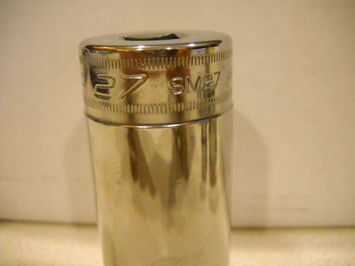 Snap on socket27 mm 12 point deep 1/2 drive new chrome sm27 for sale