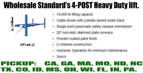 Fp14k-c four post lift 14,000 lb. 4-post auto hoist parking heavy 14k 14000 jack for sale