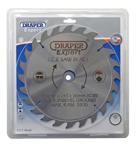 Draper expert tct circular saw blade 250mm 30 bore 24t for sale