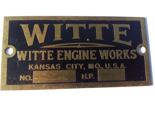 Witte Hit and Miss Gas Engine Reproduction  Brass Tag