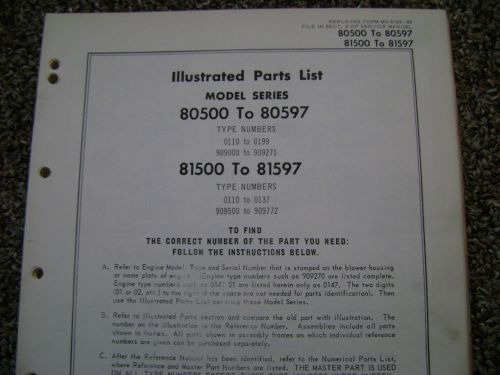 briggs and stratton parts list model series 80500 to 80597 and 81500 to 81597