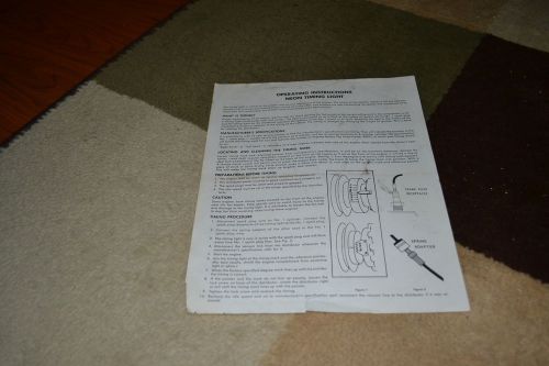 Hanson neon timing light operating instruction sheet for sale