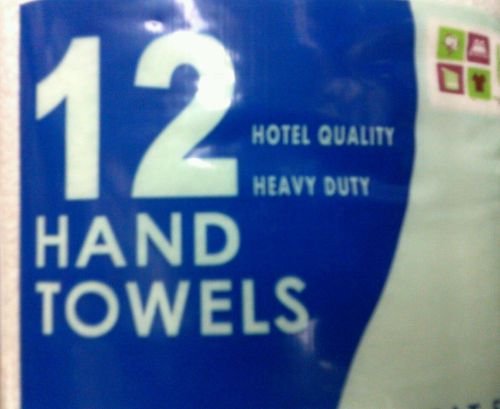 12 Hand Towels - White - 16&#034; x 27&#034;-HOTEL HEAVY DUTY QUALITY