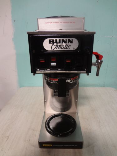 &#034;bunn-o-matic&#034; h.d. commercial s.s. coffee brewer, w/3 warmers, hot water spigot for sale