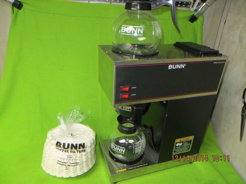 Bunn commercial coffee maker model vpr 12 cup w/ 2 glass pots &amp; 500 pack filters for sale