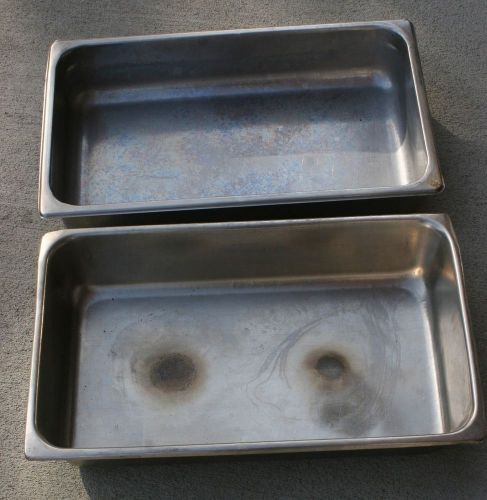 two stainless steel pans 13 x 21 x 4 inches
