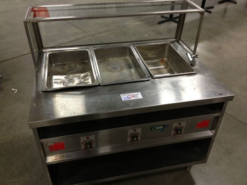 Craig 3 well hot food warmer w/ sneeze guard for sale
