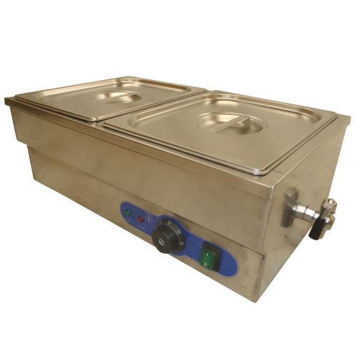 NEW STAINLESS STEEL FOOD WARMER BAIN MARIE 2 x GN 1/2 BUFFET HOT PLATE DISPLAY