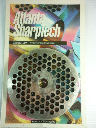 ATLANTA SHARPTECH DOUBLE-CUT MEAT GRINDER PLATE #32 1/4&#034; 6.5 MM STAINLESS STEEL