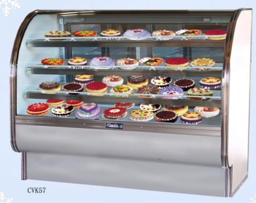 BRAND NEW! LEADER CVK57 - 57&#034; CURVED GLASS REFRIGERATED BAKERY DISPLAY CASE