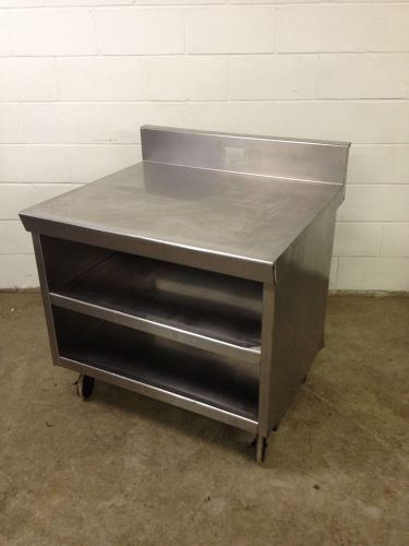 36&#034; long stainless steel restaurant work table w/ under shelf 6&#034; backsplash for sale
