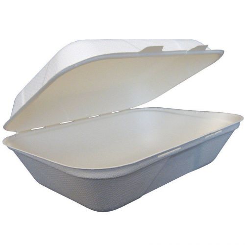 Molded-Fiber Clamshell food Containers in White 9&#034;x6&#034;3&#034;  200ct.