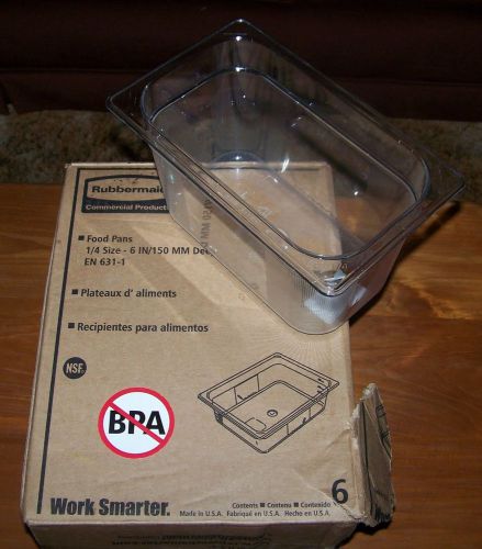Box of 6 Rubbermaid Commercial Food Pans 1/4  size NEW
