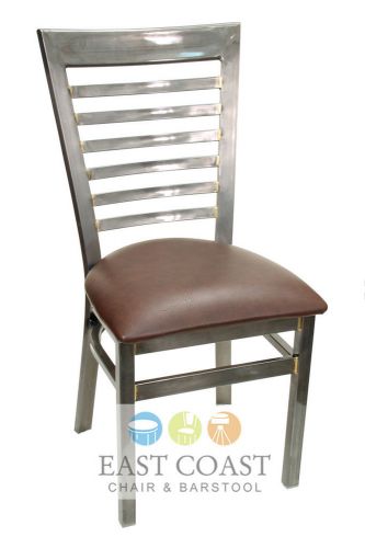 New gladiator clear coat full ladder back metal dining chair w/ brown vinyl seat for sale