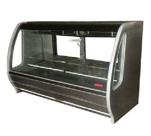 74&#034; curved deli bakery display case refrigerated or dry/ all stainless steel for sale