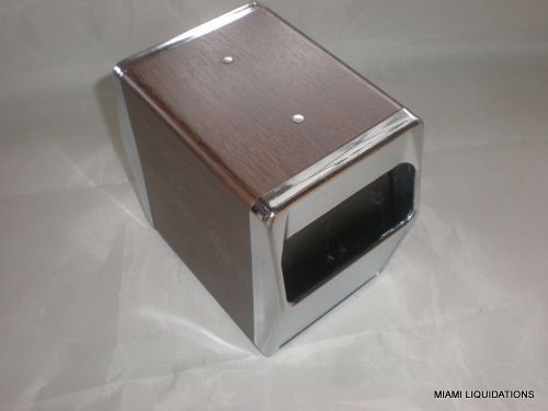 Traex 6509-12 Vertical table top napkin dispenser chrome face walnut 2 sided