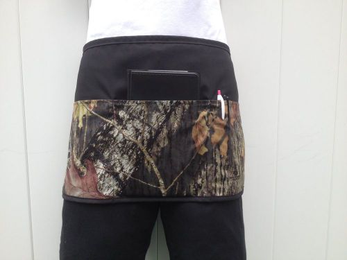 BLACK CAMO MOSSY OAK  3 POCKET WAITRESS WAIST APRON BAR Resturants cafe made USA