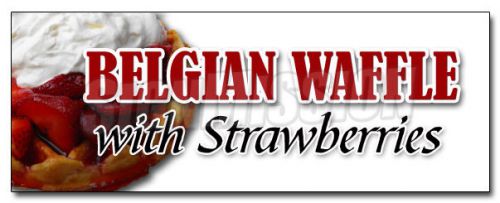 12&#034; BELGIAN WAFFLE DECAL sticker whipped cream syrup strawberries fresh hot