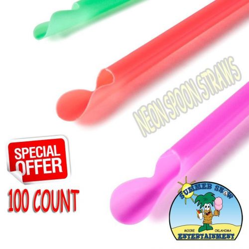 Spoon Straws, 100 Count, Multi Colored,  Great for Shaved Ice or Sno Cones