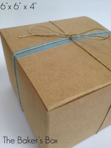 6&#034; x 6&#034; x 4&#034;  Natural Kraft Tuck Top Box Bakery  • Gift • Food Safe • 5 Each