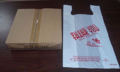 300 ct LARGE 1/6 Thank You T-Shirt  White Plastic Shopping Bags