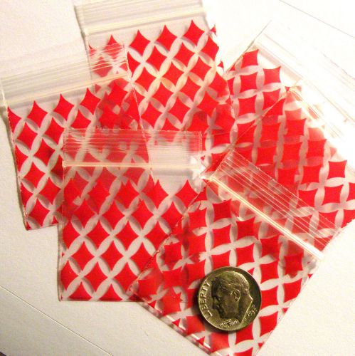 Red Diamonds baggies 1.5 x 1.5&#034; Apple mini ziplock  bags 100 200 500 1000