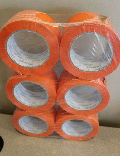 Primetac Orange 2&#034;X110&#039; FLOURESCENT Carton PACKING Sealing Tape 2.0 mil 6 ROLLS